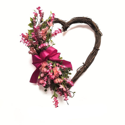 Heart-Shaped Floral Wreath Door Hanging