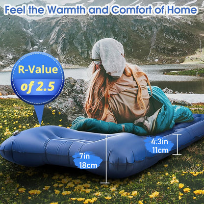 5-Inch Inflatable Camping Sleeping Mat with Pillow