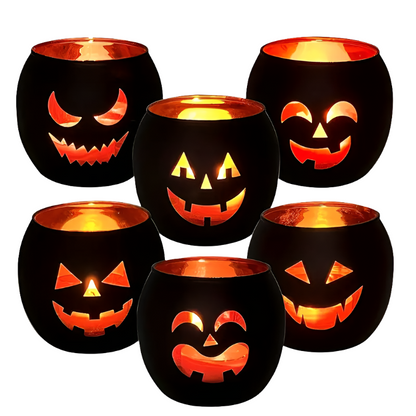 6-Piece Table Centerpiece Set – Black & Gold Glass Candle Holders