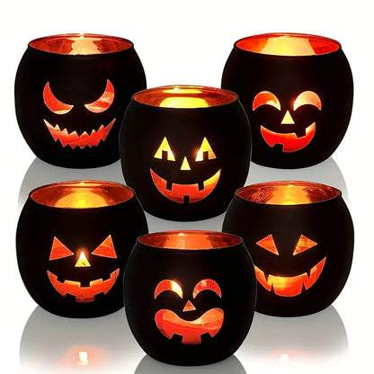 6-Piece Table Centerpiece Set – Black & Gold Glass Candle Holders