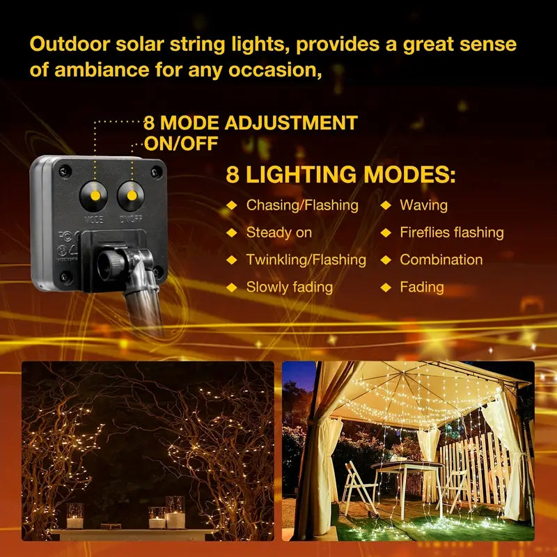 110ft Solar String Lights: 300 LED Waterproof Fairy Lights