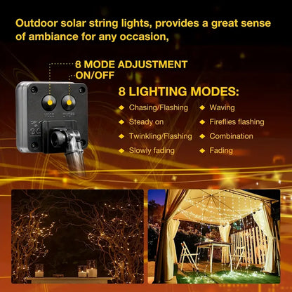 110ft Solar String Lights: 300 LED Waterproof Fairy Lights