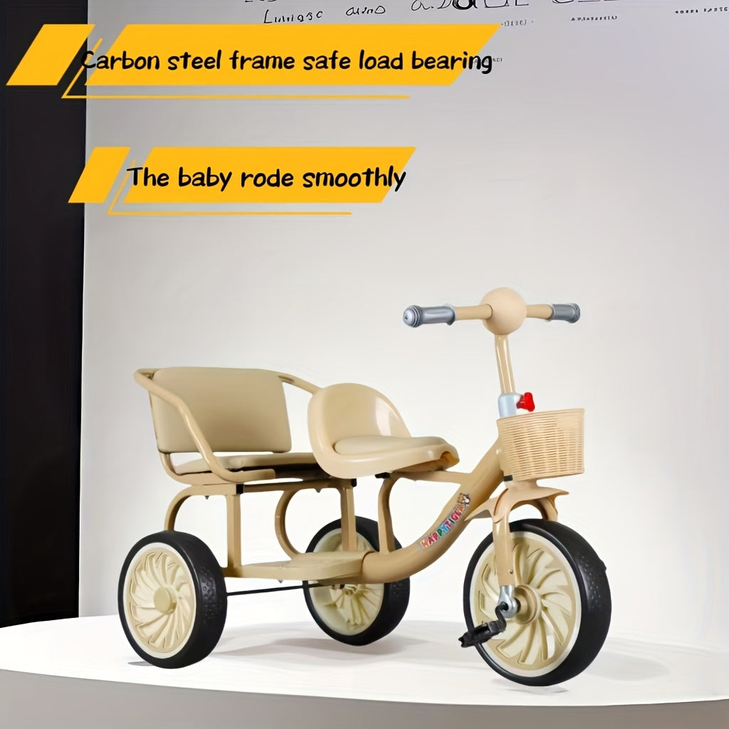 Kids Double Tricycle Pedal Push Ride-On Cart