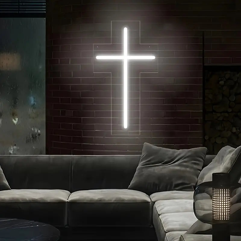 Divine Glow - Jesus Cross Neon Sign (23.88 X 13.46cm) - Home Decor LED Neon Sign