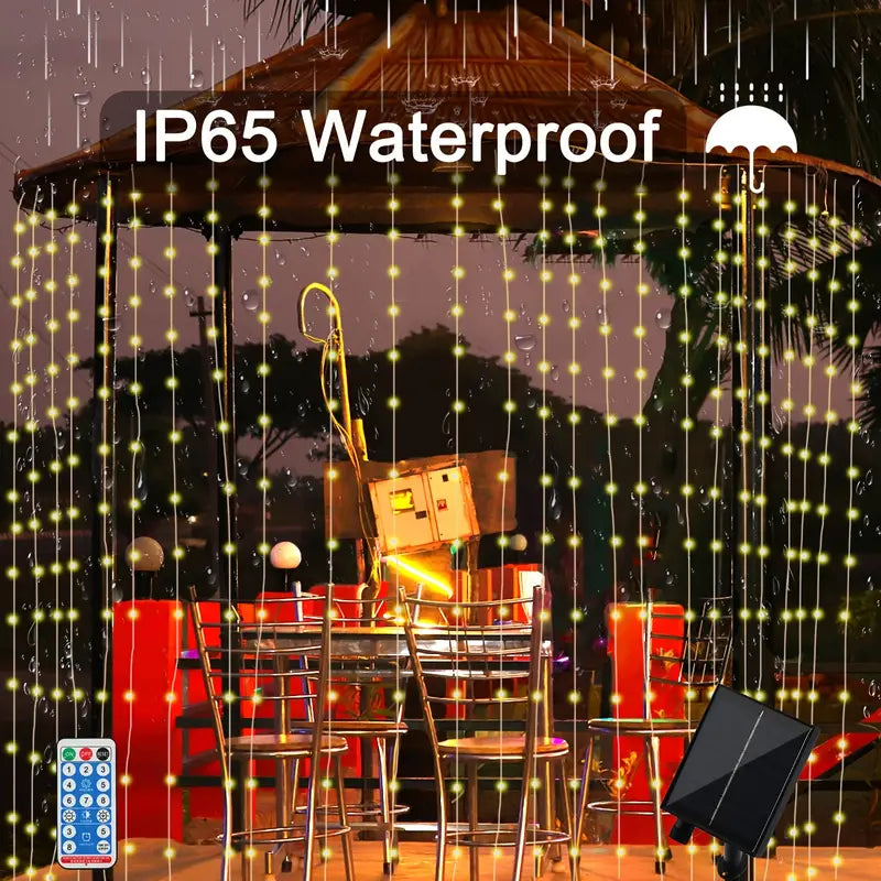 Radiant Glow: 300 LEDs Solar Curtain Light for a Dazzling Christmas