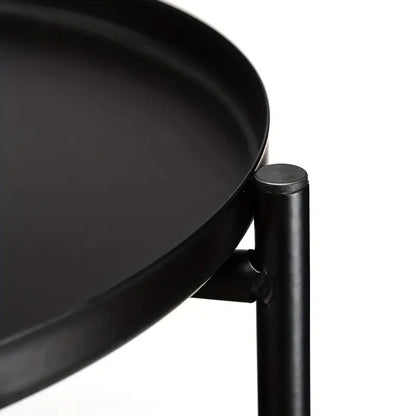 Double Layer Black Metal Tea Table in Black Color