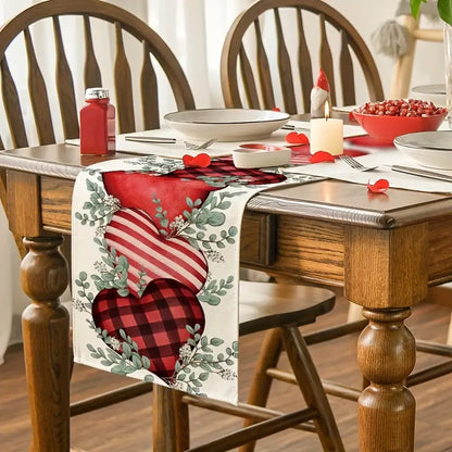 Eucalyptus Hearts & Leaves Printed Linen Table Runner(33.02*274.32cm)