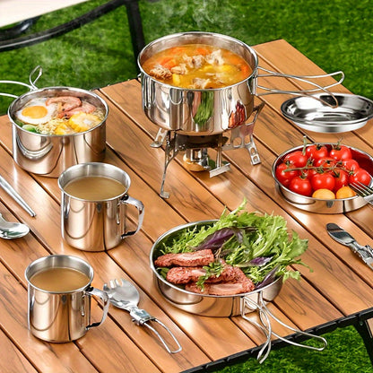 8-Piece Stainless Steel Camping Cookware Set