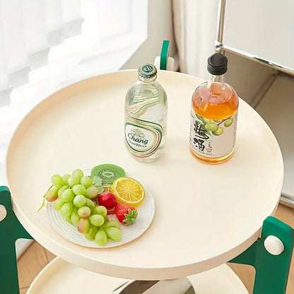 Portable End Table Cart & Home Storage Rack - Green and White