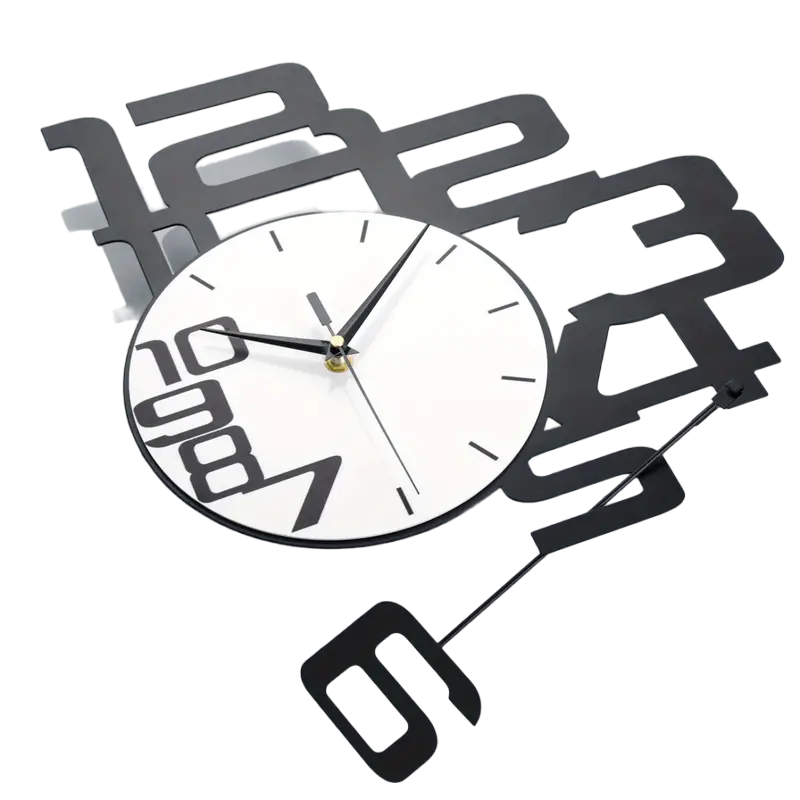 Modern Minimalist Metal Wood Wall Clock