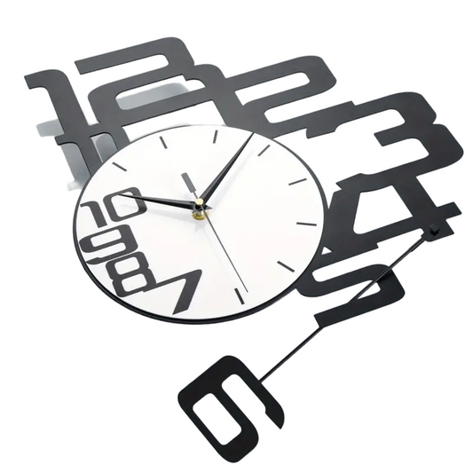 Modern Minimalist Metal Wood Wall Clock