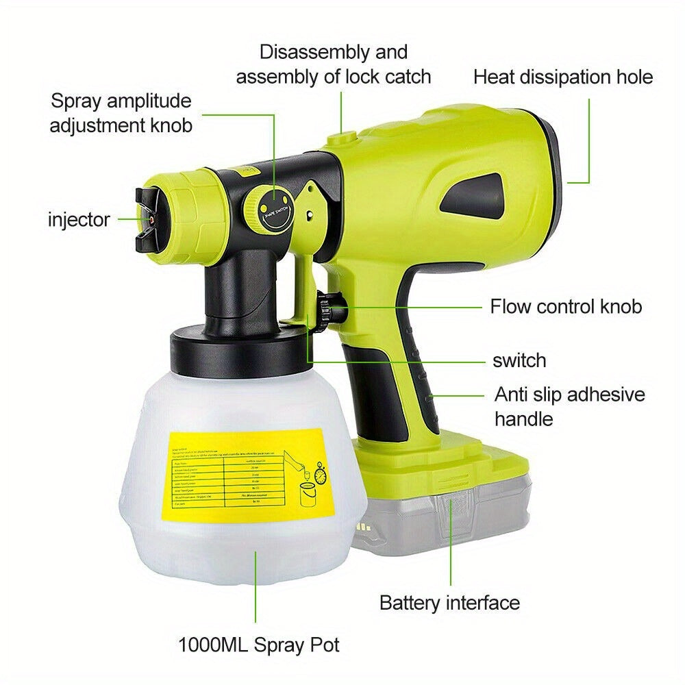 Cordless Paint Sprayer Gun with 1000ml