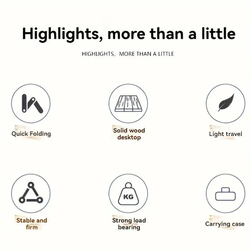 Portable Beech Wood Folding Table - Walnut Color