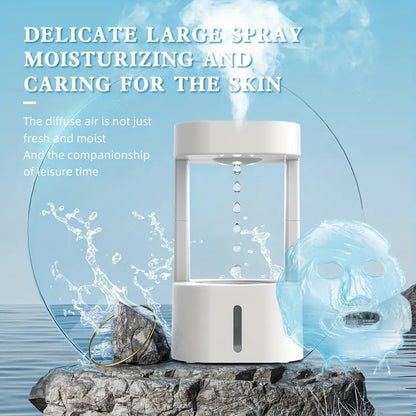Levitating Plant Water Drop Humidifier - 580ML Cool Mist, Anti Gravity Design, USB Powered, Nightlight