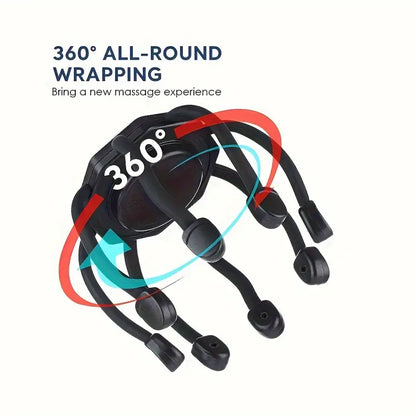 Rechargeable 8-Finger Scalp Massager - Black