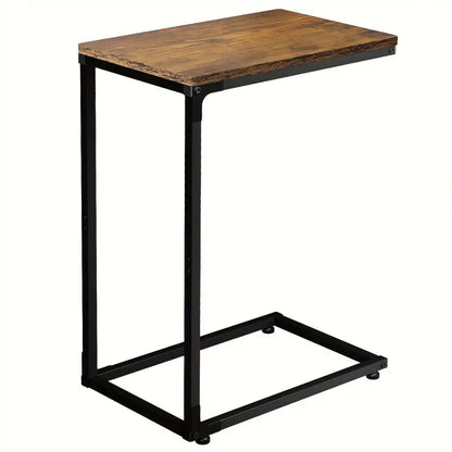 Contemporary C-Shaped Side Table in Rural Brown - Versatile and Stylish