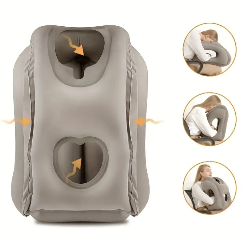 Premium Inflatable Travel Pillow - Gray