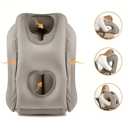 Premium Inflatable Travel Pillow - Gray