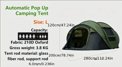 3-4 Person Instant Setup Camping Tent - Quick & Easy Automatic Pop-Up Design