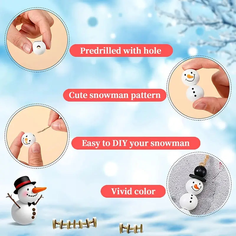 DIY Christmas Snowman Wooden Beads Kit - 100pcs