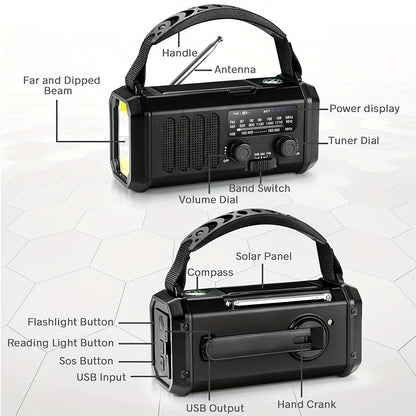 Portable Emergency Radio with Solar Power (10000mAh)