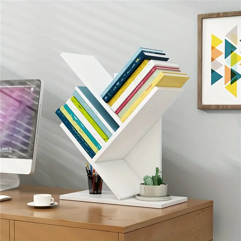 A minimalists dream: a beautifully crafted wooden bookshelf for your desk