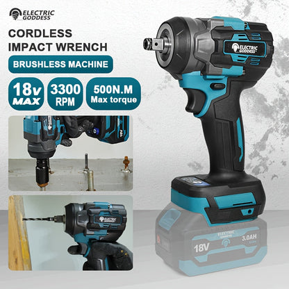 Cordless Brushless Electric Wrench 500Nm Torque for DIY