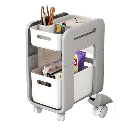 Drawer-Type Double-Layer Storage Rack with Wheels