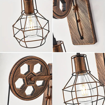 Vintage Industrial Wall Sconce - Rustic Farmhouse Bedside Lamp (Bronze)