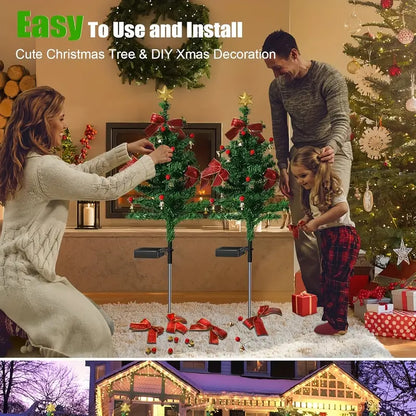 2PCS Solar Bow Lights - Waterproof Outdoor Christmas Tree Decorations for Yard, Garden, and Holiday Atmosphere - Elegant Landscape Lighting