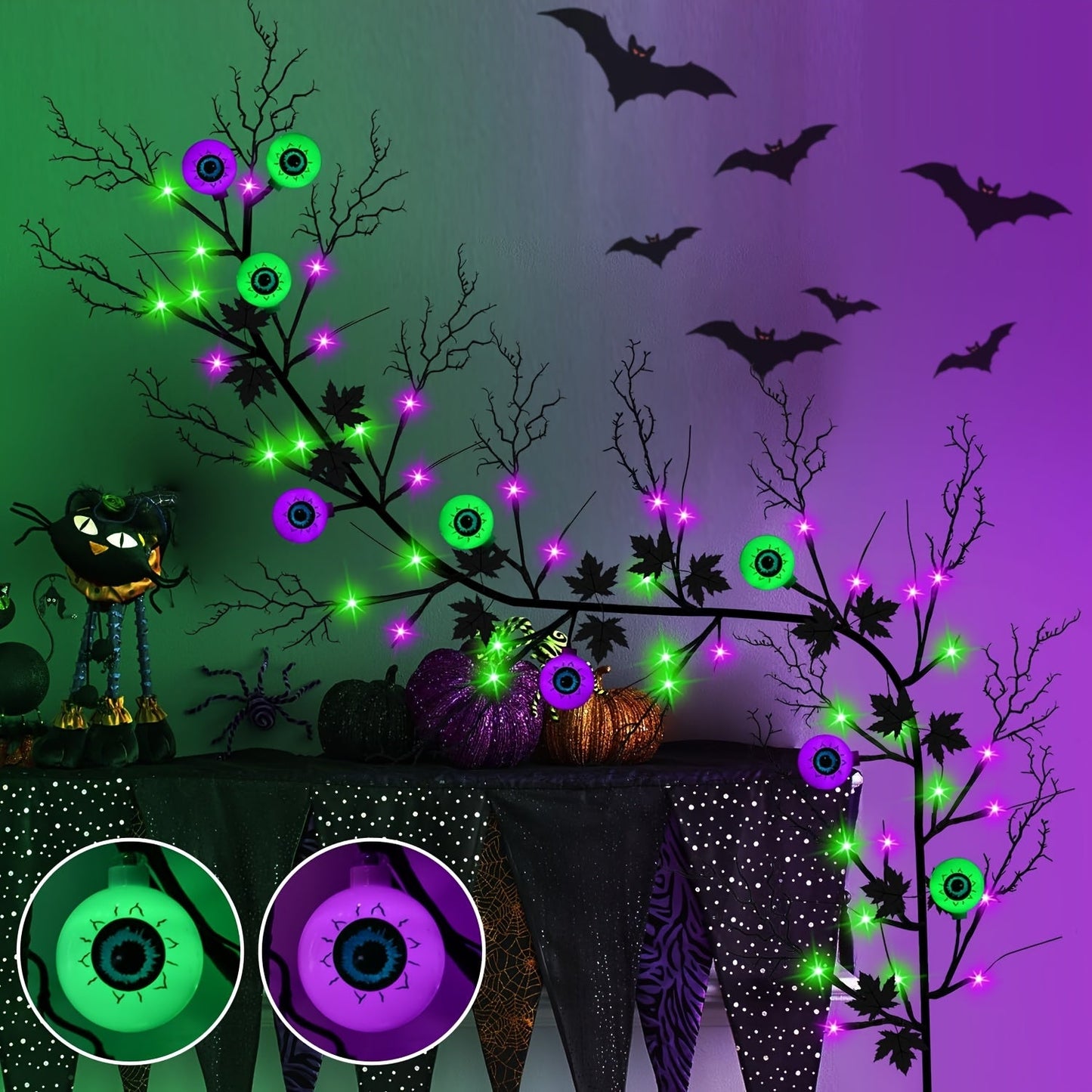 Halloween Willow Vine Garland with 54 LED Lights