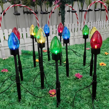Solar C9 Pointed Bubble Color Lawn Lights - 12-in-1 Pack