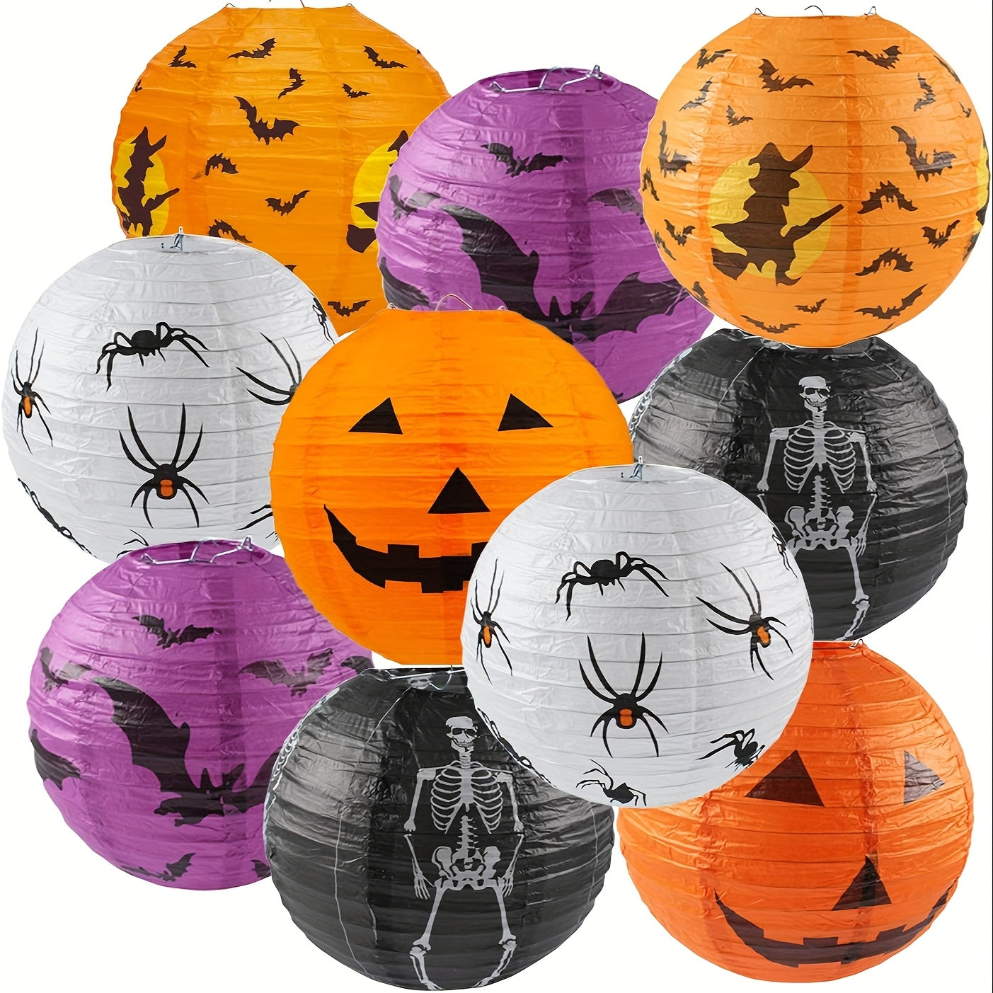 Halloween Paper Lanterns Set Decor (10pcs)