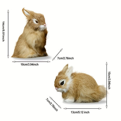 2pcs Easter Bunny Figurines for Holiday Decorations