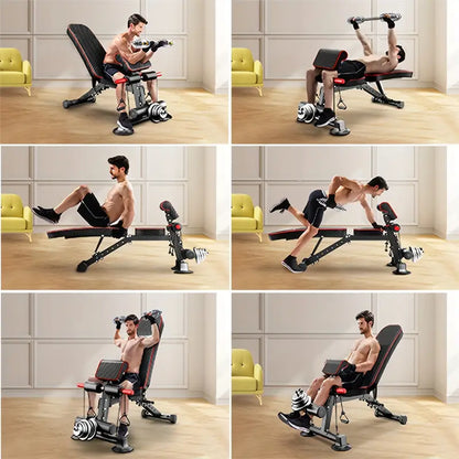 Adjustable Weight Bench for Full Body Exercise - Foldable, Multifunctional, Black&Red (1pc)