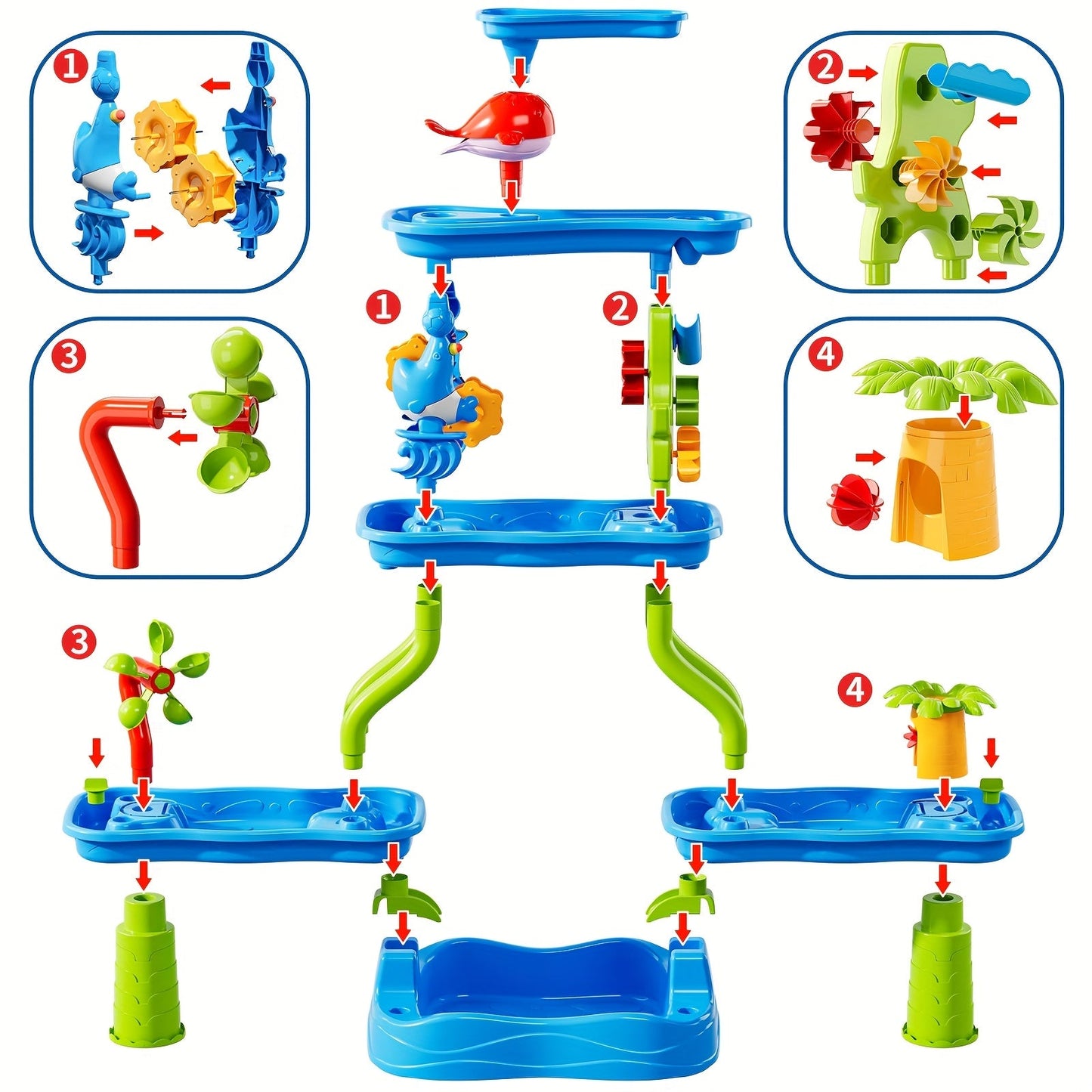 4-Tier Kids Water and Sand Activity Table