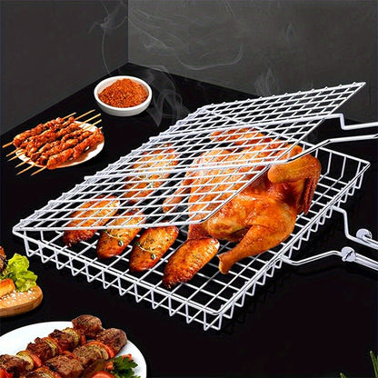 Foldable BBQ Grill Basket for Fish, Shrimp, Vegetables