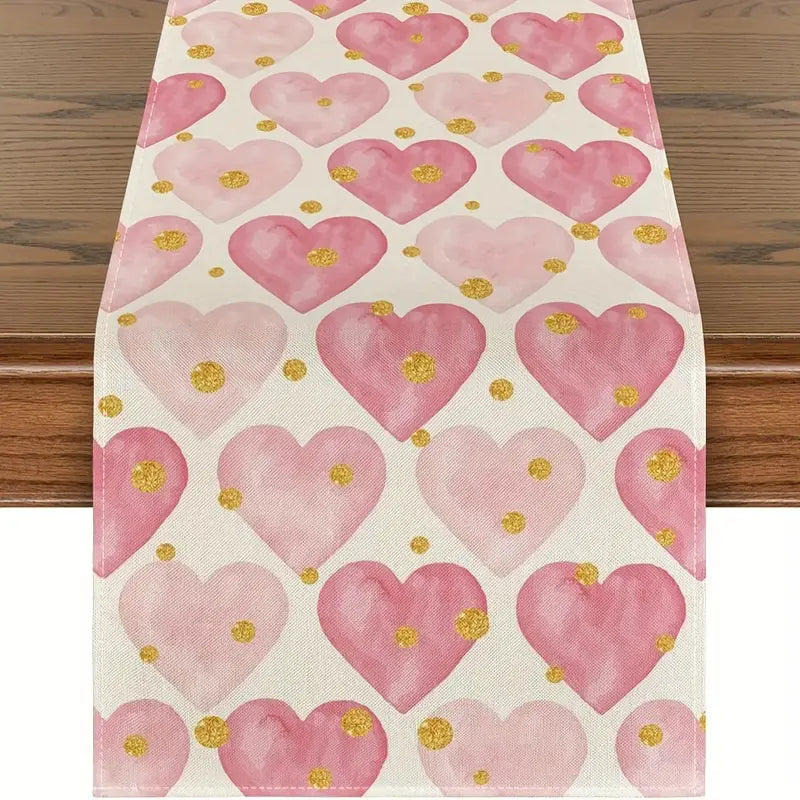Golden Love Linen Table Runner