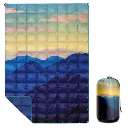 Down Camping Blanket Mountain Moon Design