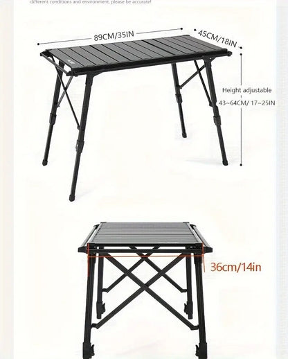 Portable Aluminum Camping Table Adjustable Height