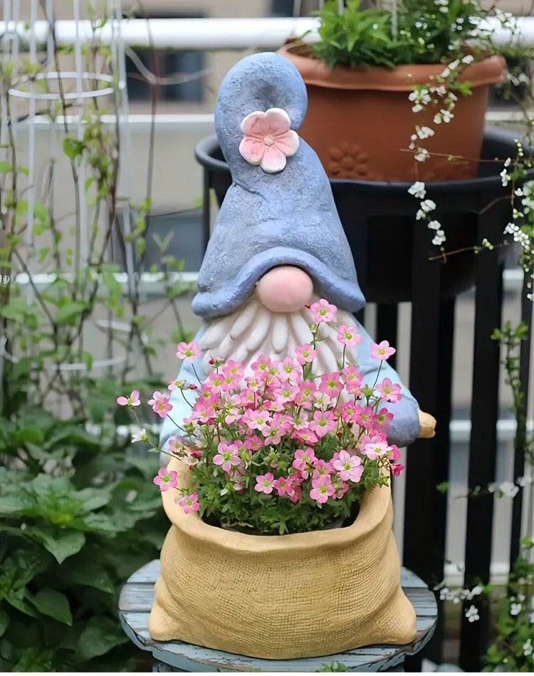 Gnome Garden Statue Planter with Drainage Hole