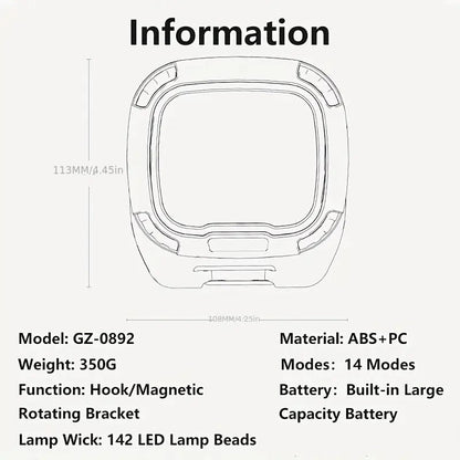 Rechargeable LED Work Light Magnetic Hook