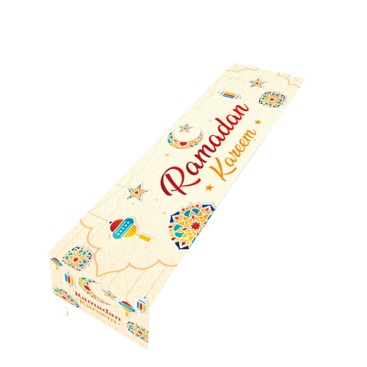 Beige Polyester Ramadan Kareem Table Runner