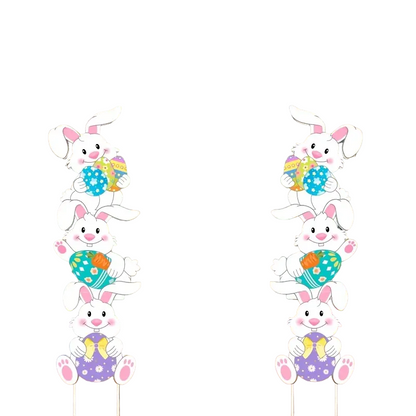 Tumbling Bunnies Yard Stakes - Set of 2 | 99.82cm