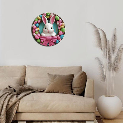 Aluminum Easter Bunny Wreath Wall Sign