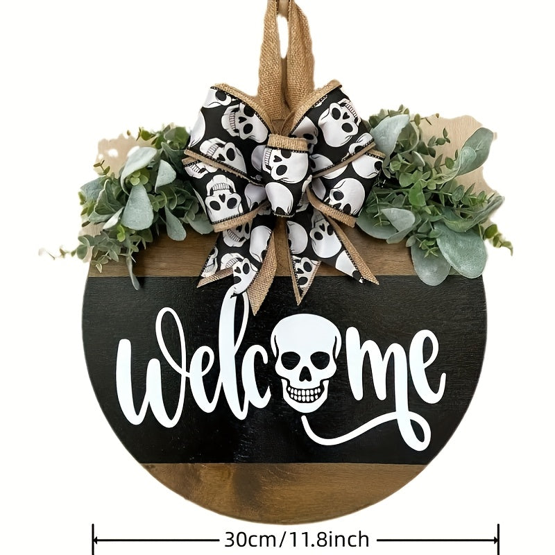 Halloween Skull Door Hanger Welcome Sign