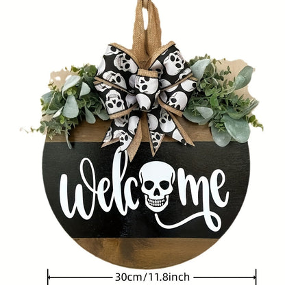Halloween Skull Door Hanger Welcome Sign