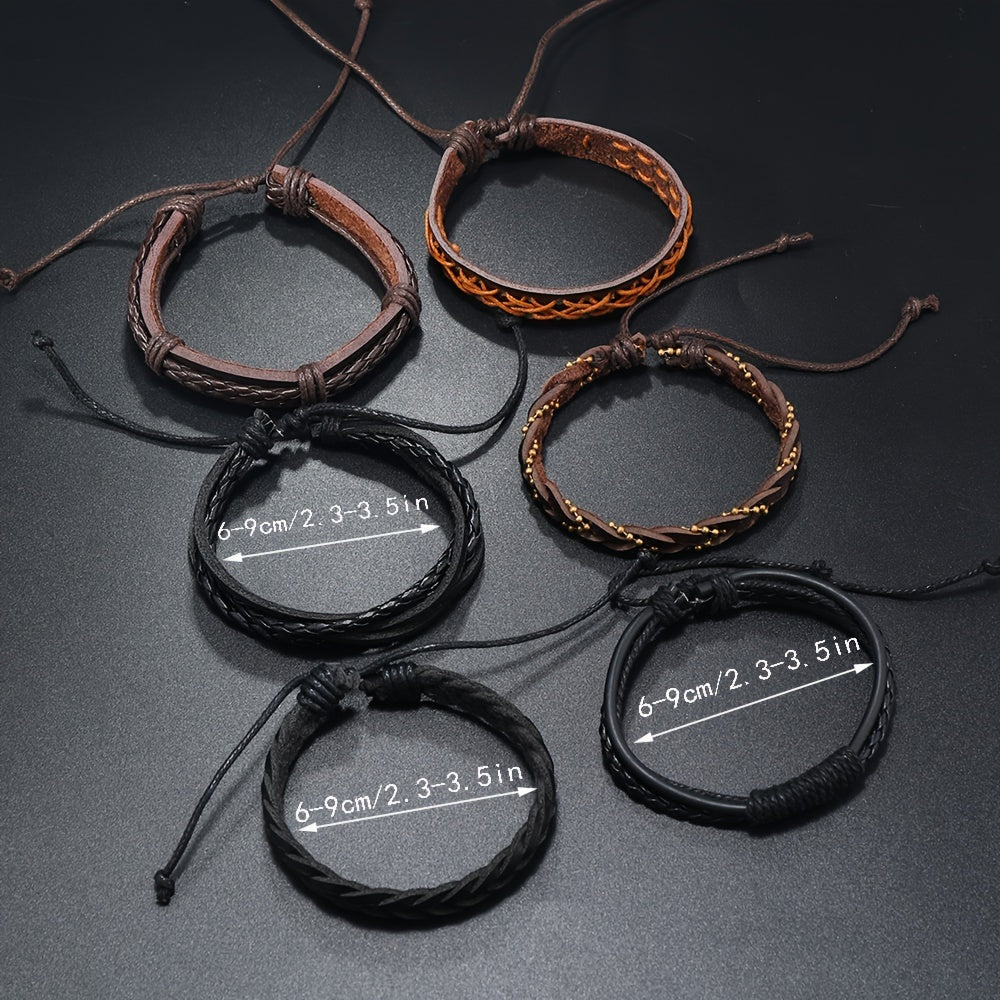 Men's Vintage PU Leather Bracelet Set (36pcs)