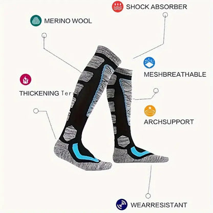 Warmth Trek: Over-the-Knee Thermal Socks - Blue, US Size 7-10