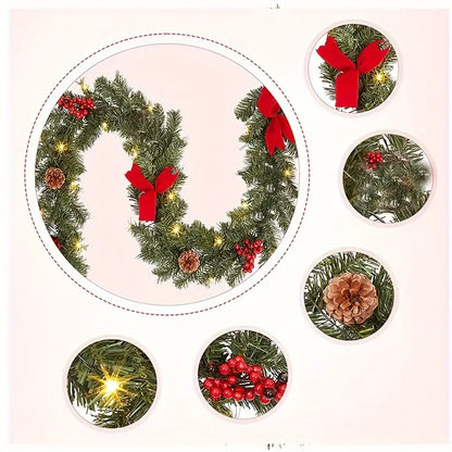 Twinkling Tidings: LED-lit Christmas Rattan Garland